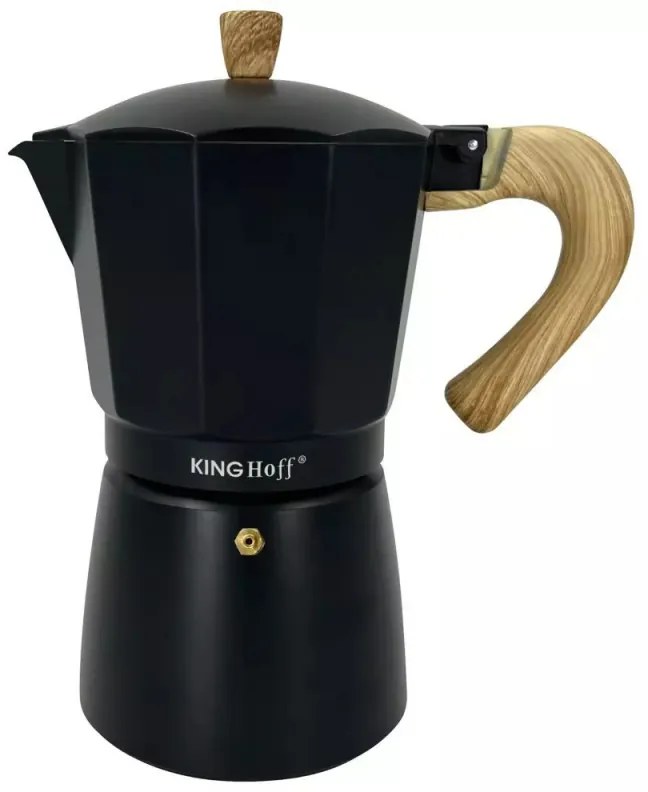 Cafetiera moka Kinghoff KH 1887, 9 cesti, 450 ml, Aluminiu, Inductie, Negru