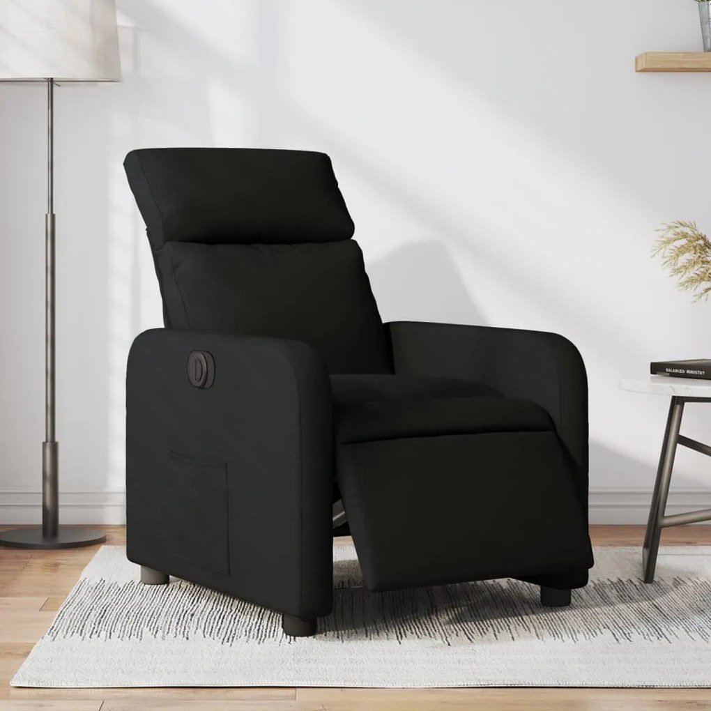 vidaXL Fotoliu rabatabil electric, negru, material textil
