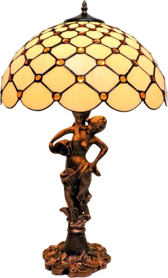 BRILAGI - Tiffany lampă de masă cu vitralii IVORY SMOOTH 1xE27/60W/230V