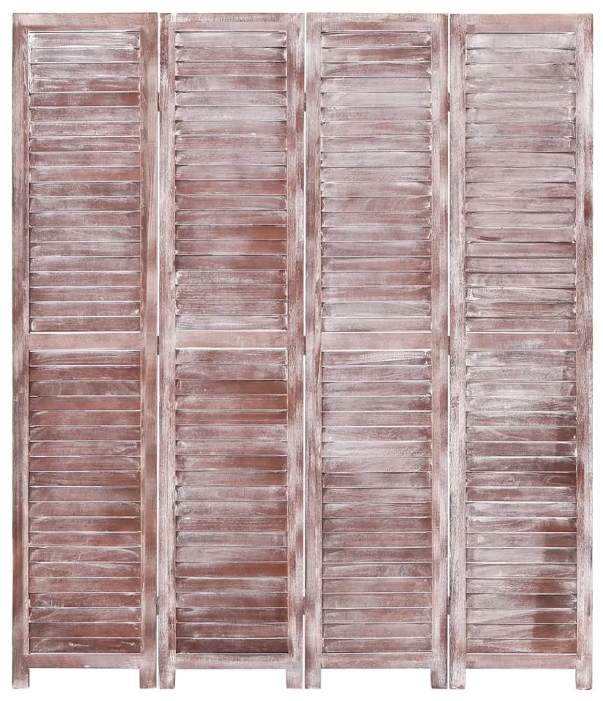 284212 vidaXL Paravan de cameră cu 4 panouri, maro, 140 x 165 cm, lemn