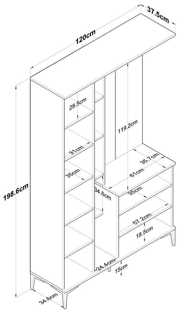 Hol Eladona 9 (cu oglindă) (Nuc + alb). 1106739