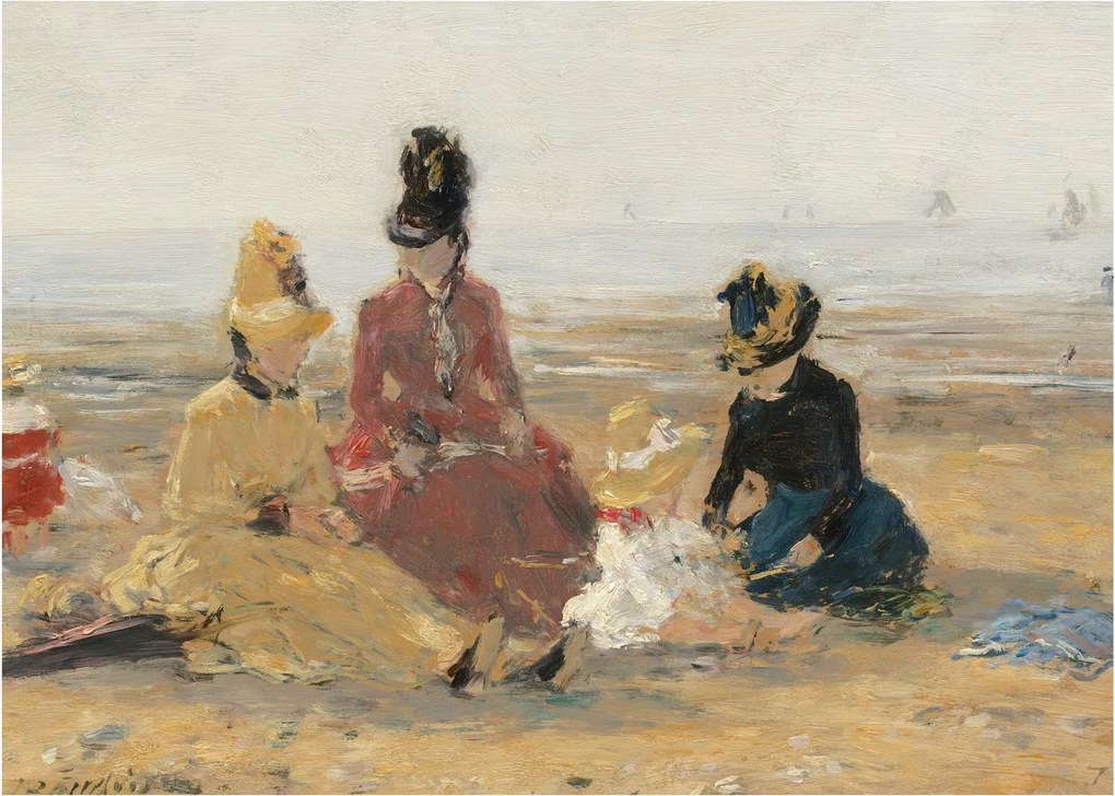 Tablou - Eugène Boudin, On the Beach, Trouville, reproducere (70x50 cm)