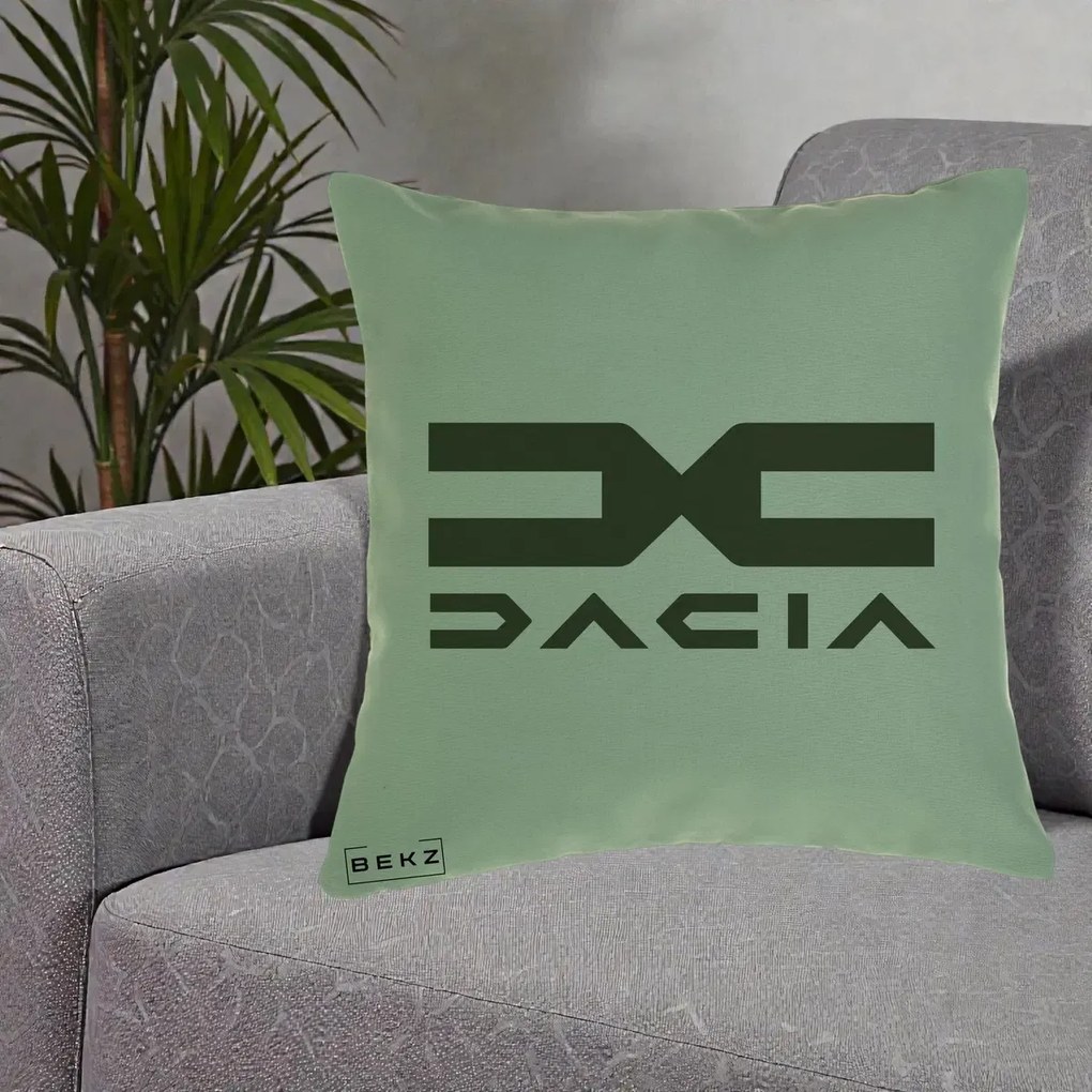 Perna Personalizata cu emblema Dacia, 40x40 cm, Verde, Husa Detasabila, Perna Inclusa, BEKZ®
