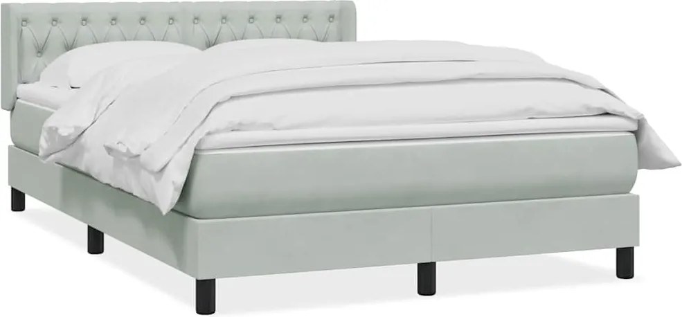 vidaXL Pat box spring cu saltea, gri deschis, 160x210 cm, catifea
