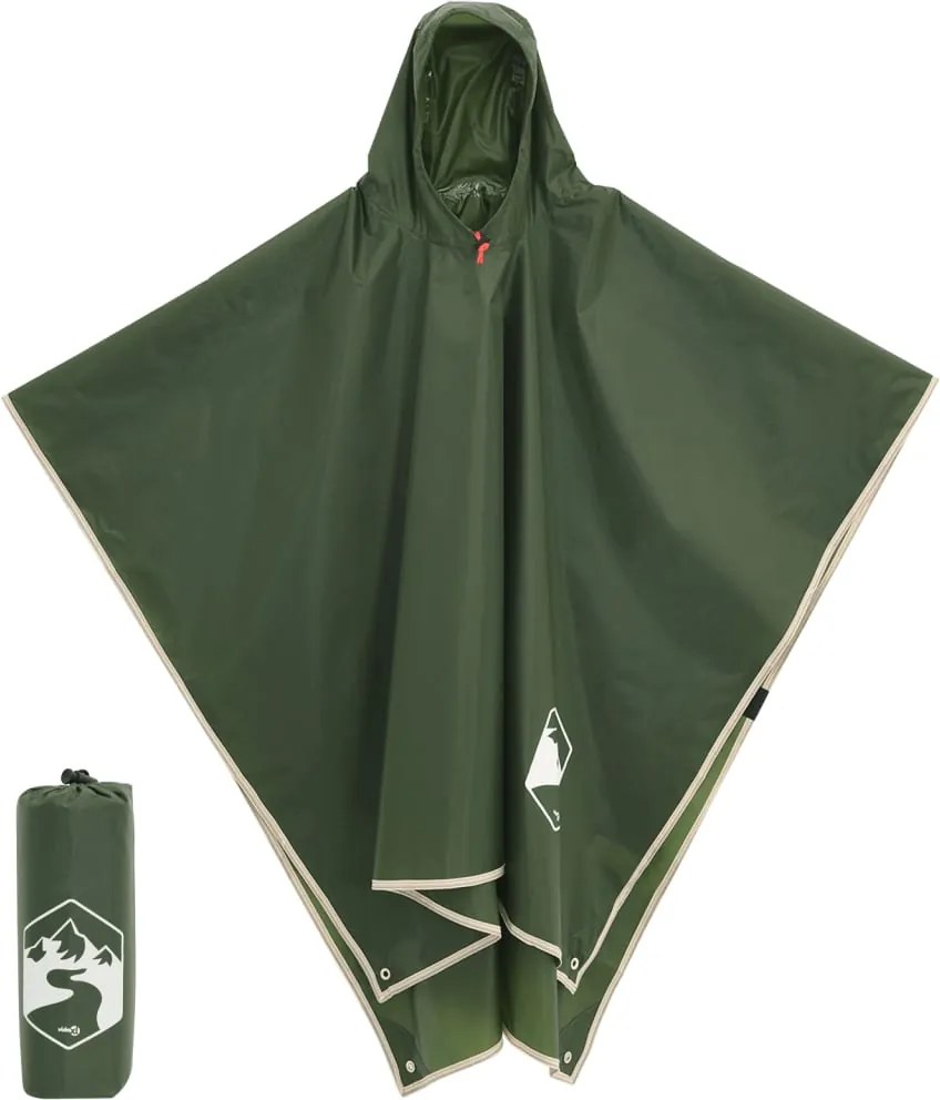 vidaXL Poncho de ploaie cu glugă, design 2 în 1, verde, 223x145 cm
