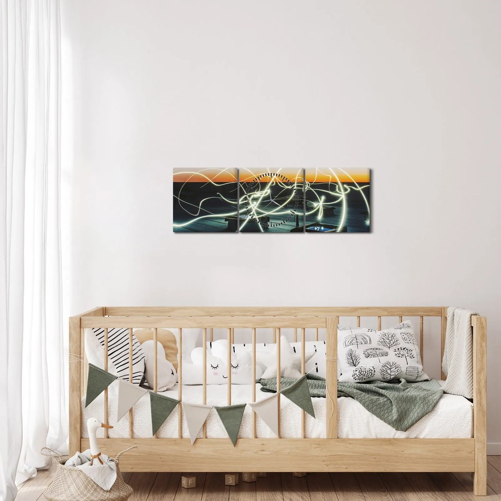 Tabloul - privire spre cer din acoperiș (cu ceas) (90x30 cm)