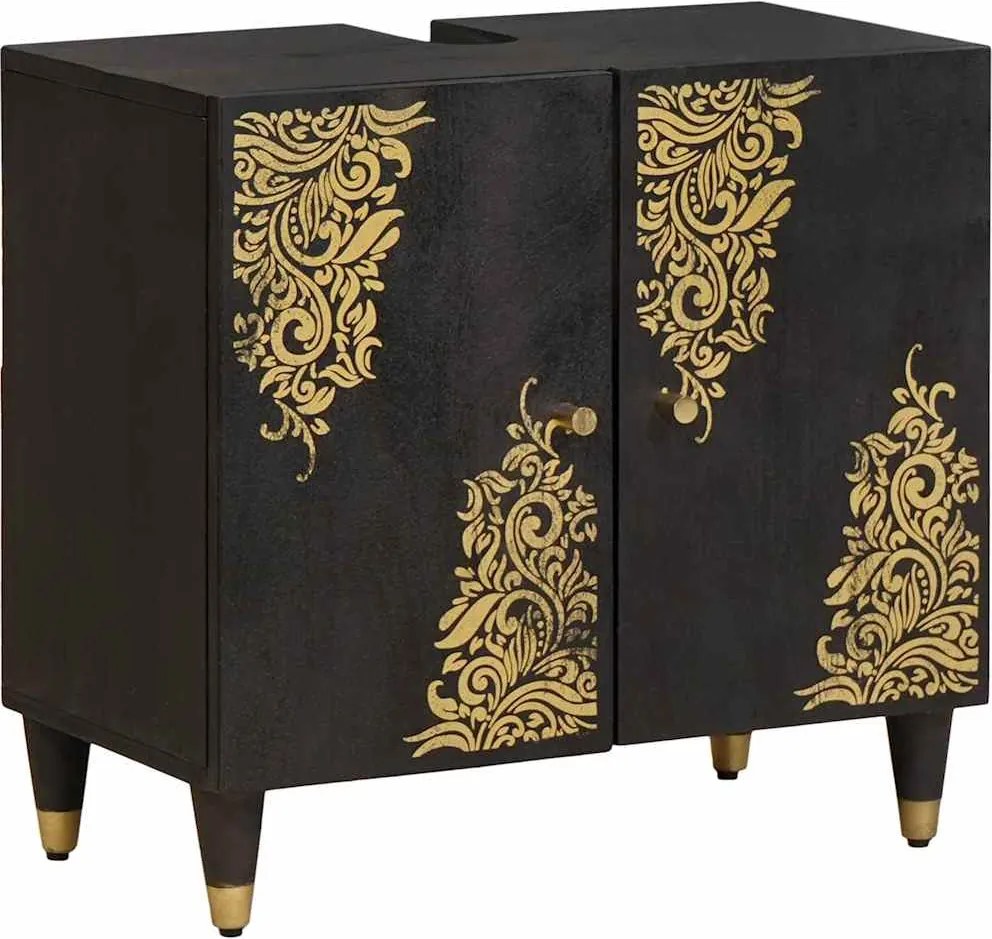 vidaXL Dulap de chiuvetă Negru 62 x 33 x 58 cm Lemn de mango solid