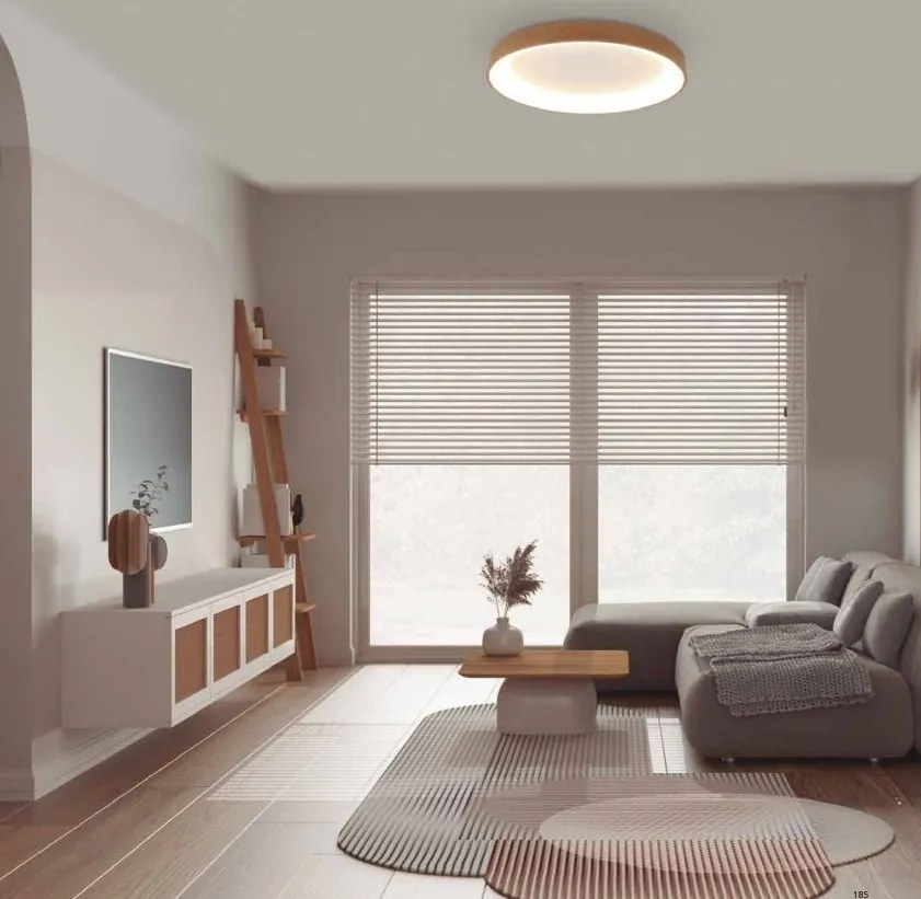 Plafoniera LED cu telecomanda design circular NISEKO II Wood 78cm