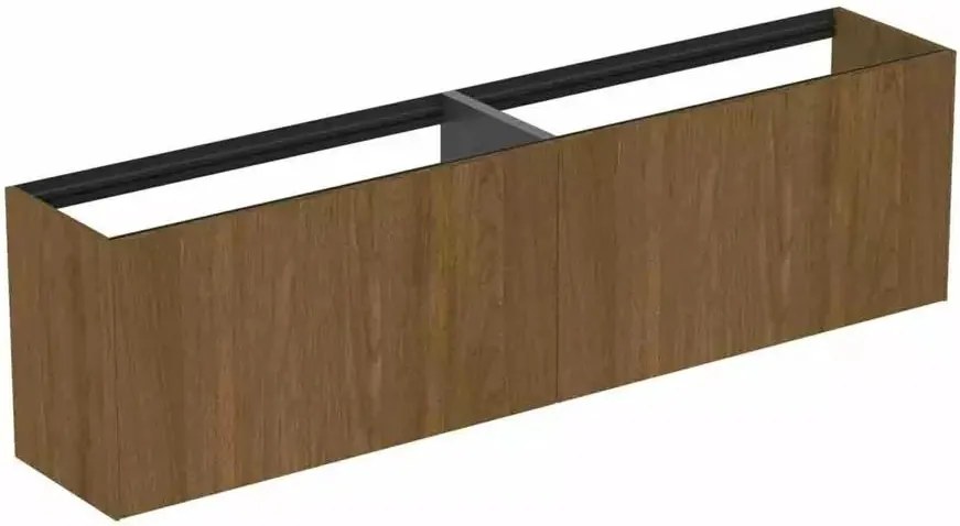 Dulap baza suspendat Ideal Standard Atelier Conca 2 sertare 200 cm finisaj nuc inchis