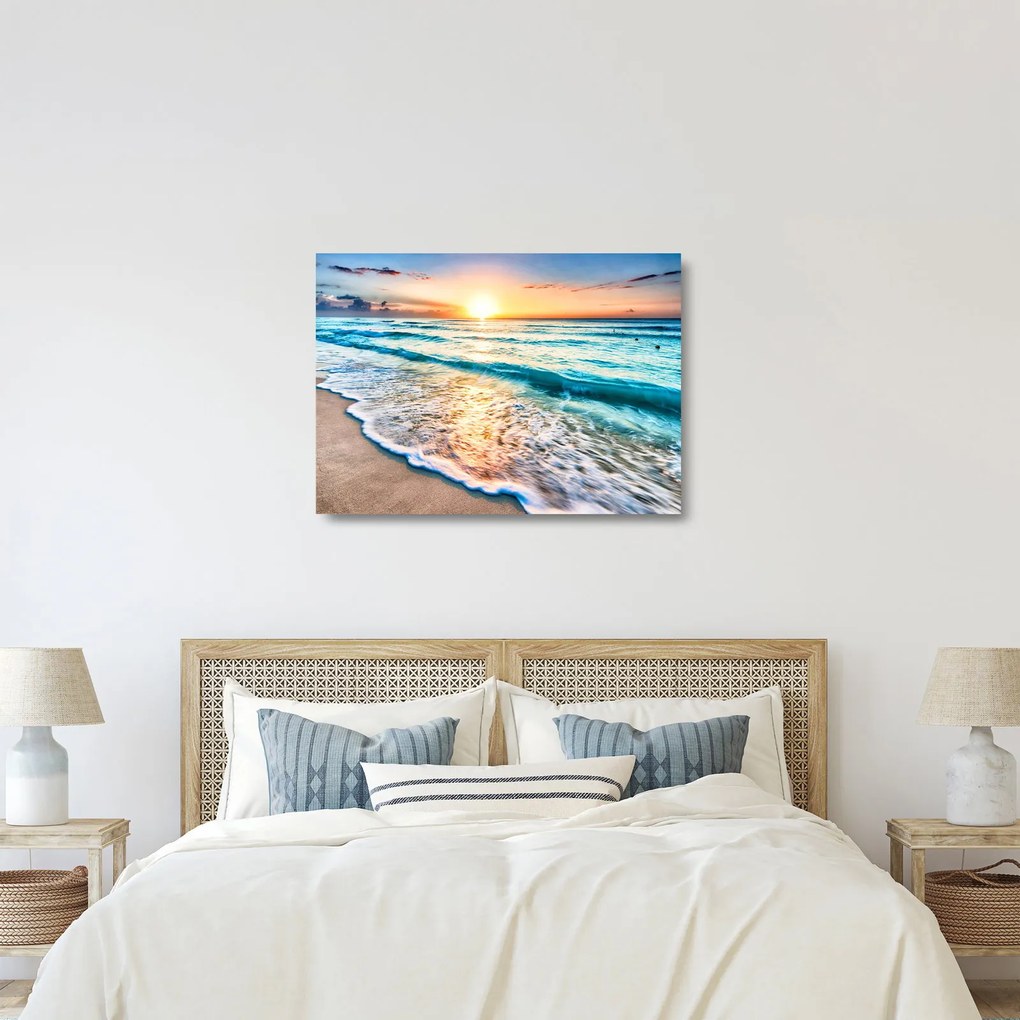 Tablou pe sticlă - Plaja de la mare (70x50 cm)