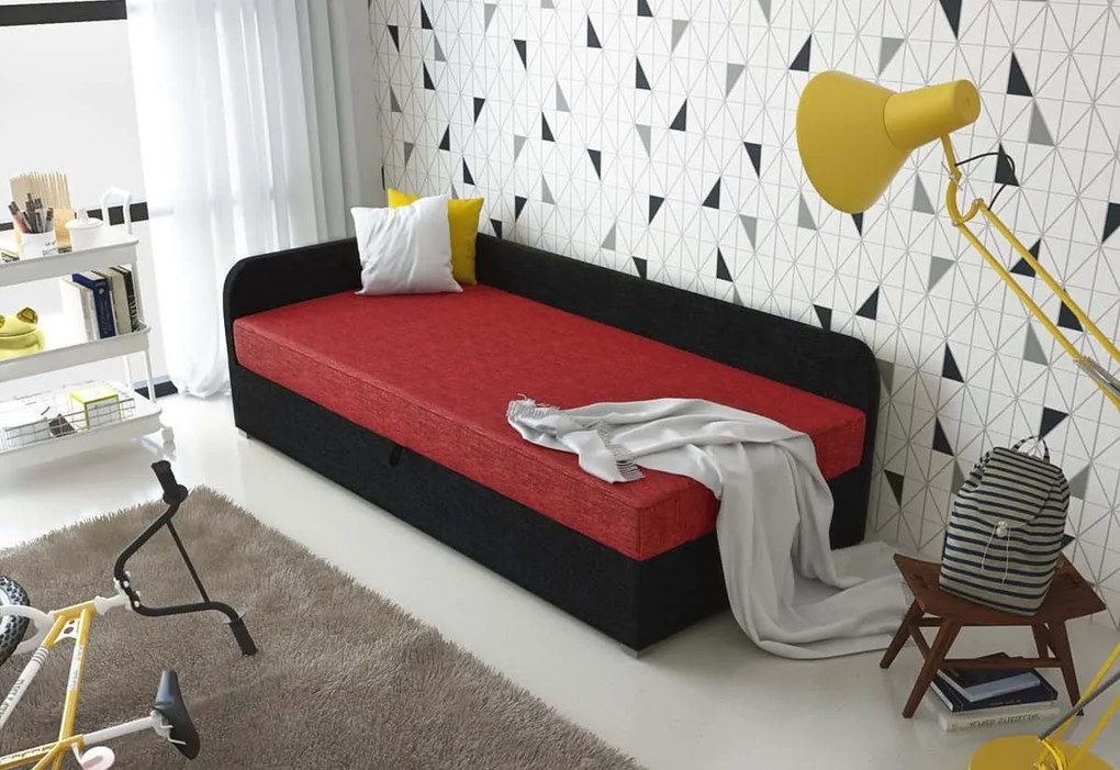 Expedo Pat tapiţat QUATTRO + somieră + saltea, 90x200, Sawana13/14, colţ stânga