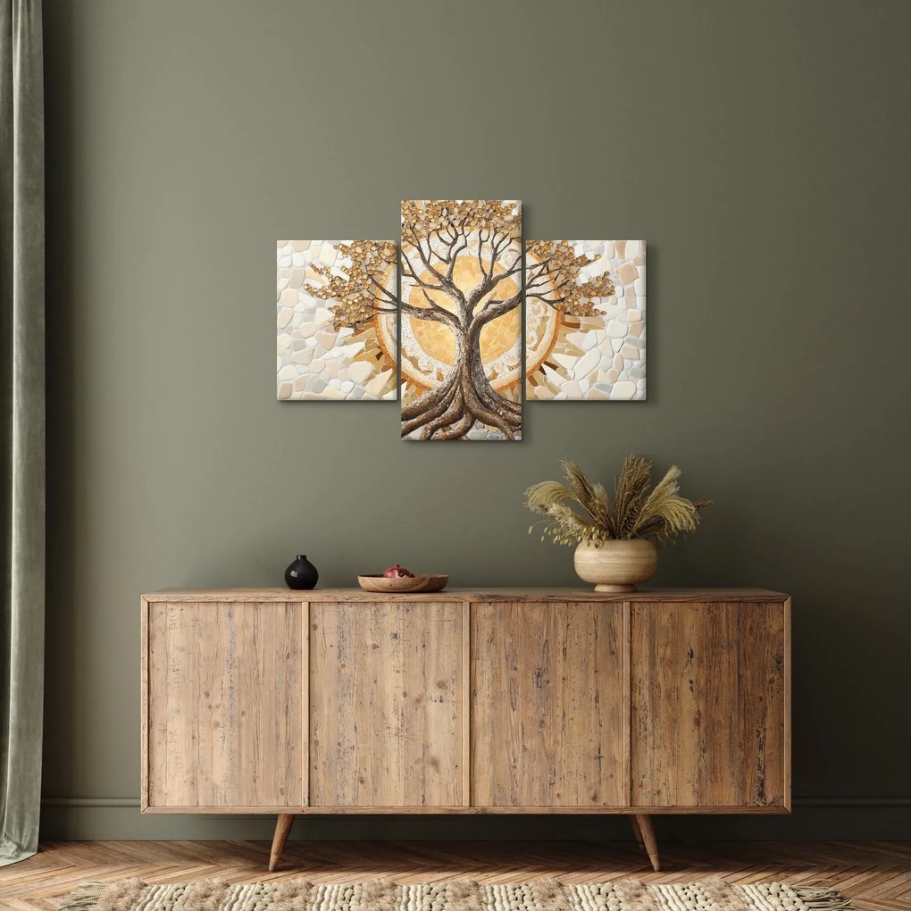 Tablou – Arborele vieții auriu în mozaic (90x60 cm)