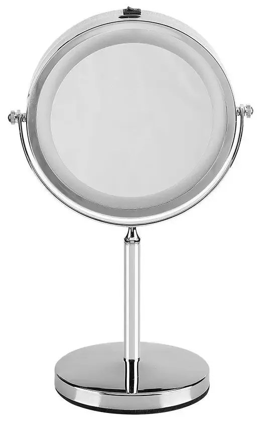 Oglinda dubla LED pentru machiaj 6629-VT, marire 1X sau 3X, stativ crom, alimentare cu baterii, V-TAC