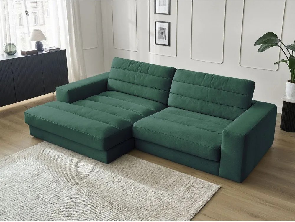 Colțar verde cu tapițerie din catifea (cu colț pe partea stângă/cu șezlong) Sierra – Bobochic Paris