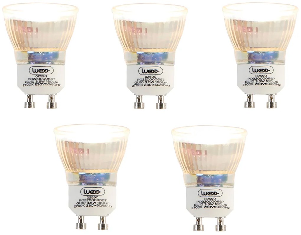 Set de 5 becuri LED GU10 35 mm 3,5W 180 lm 2700K