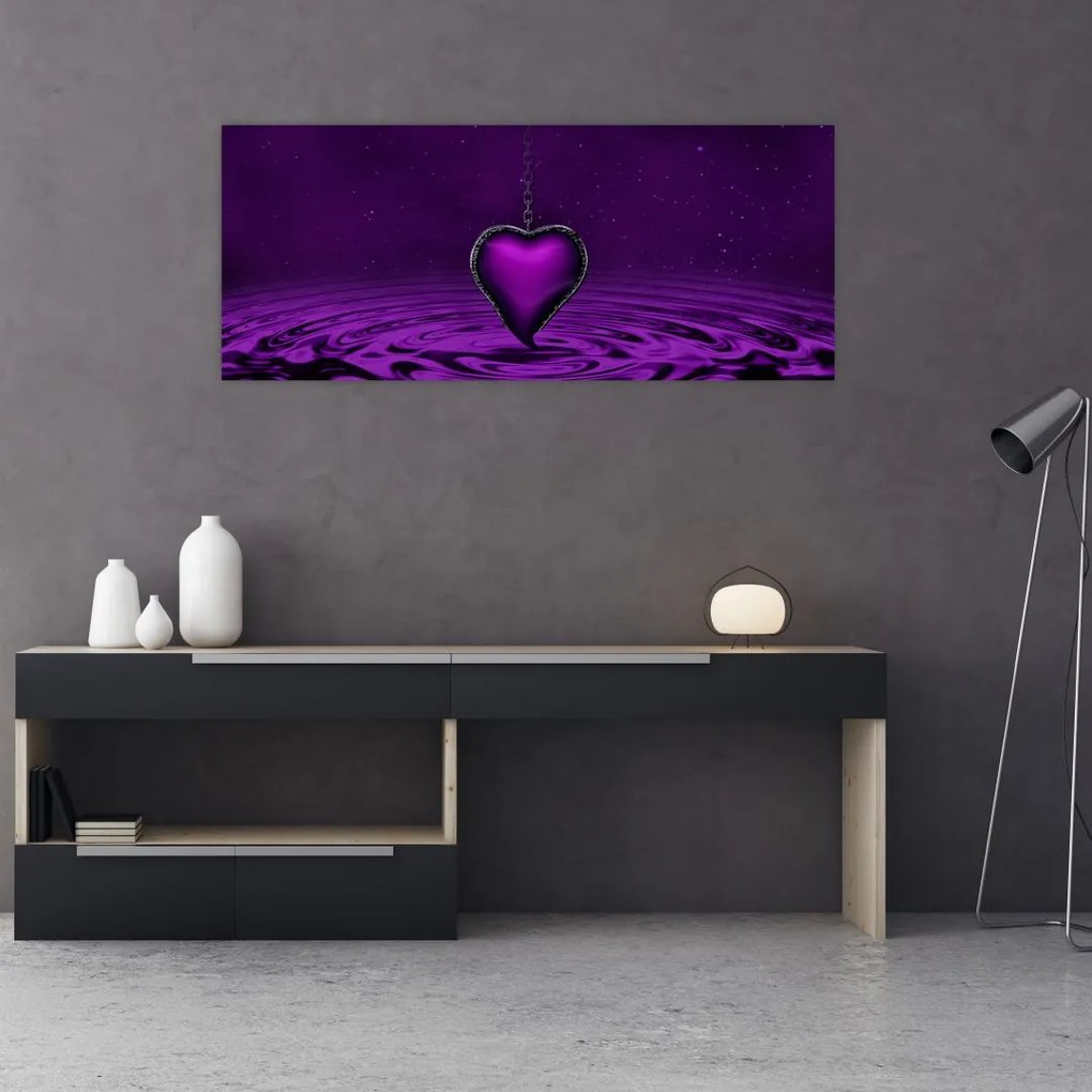 Tablou ci inima violetă (120x50 cm)