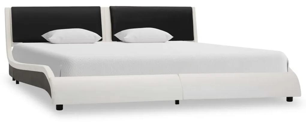 280355 vidaXL Cadru de pat, alb și negru, 160 x 200 cm, piele ecologică