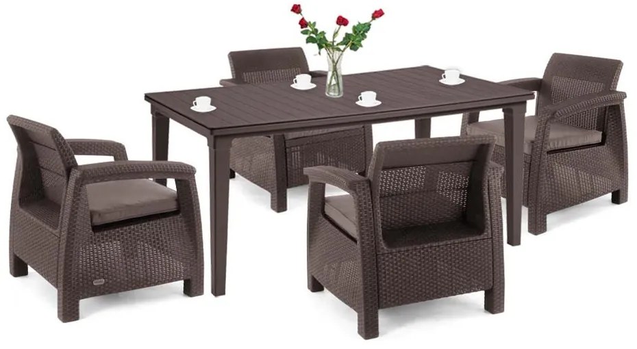 Set mobilier de grădină Corfu Duo cu masă Futura maro