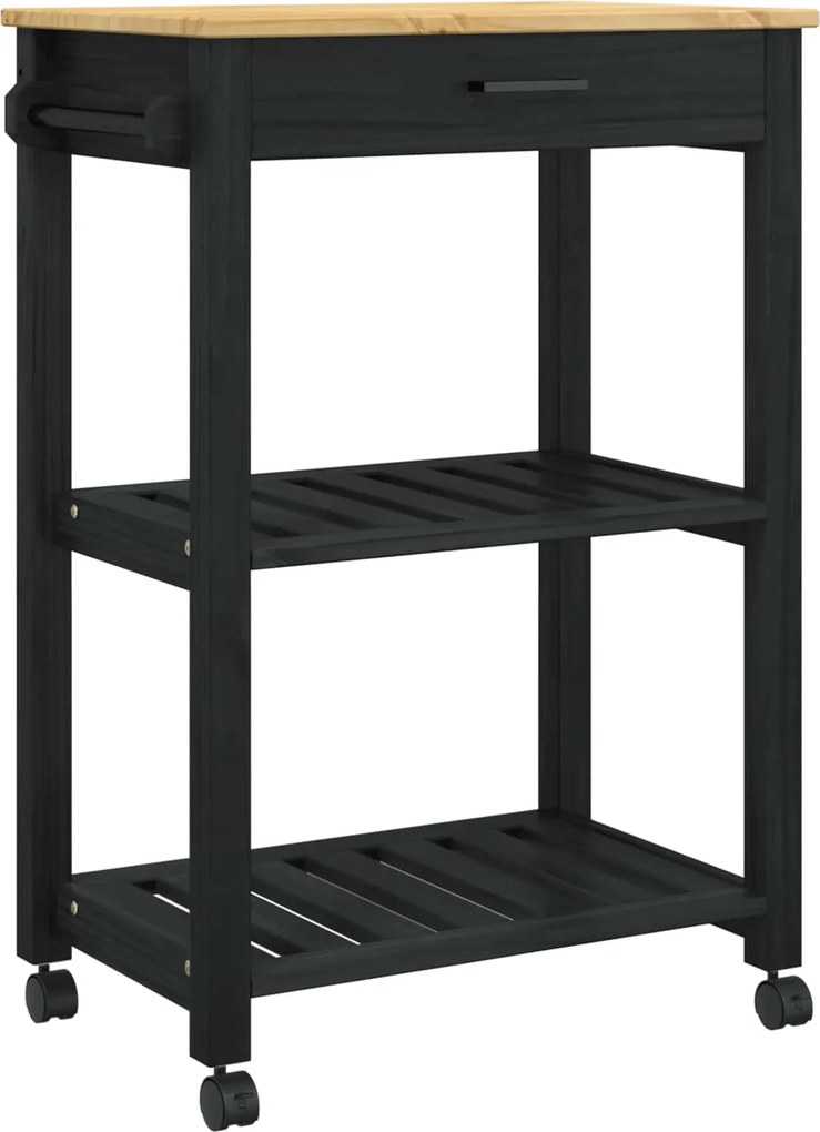 vidaXL Troler de Bucătărie MONZA Negru 60 x 40 x 88,5 cm