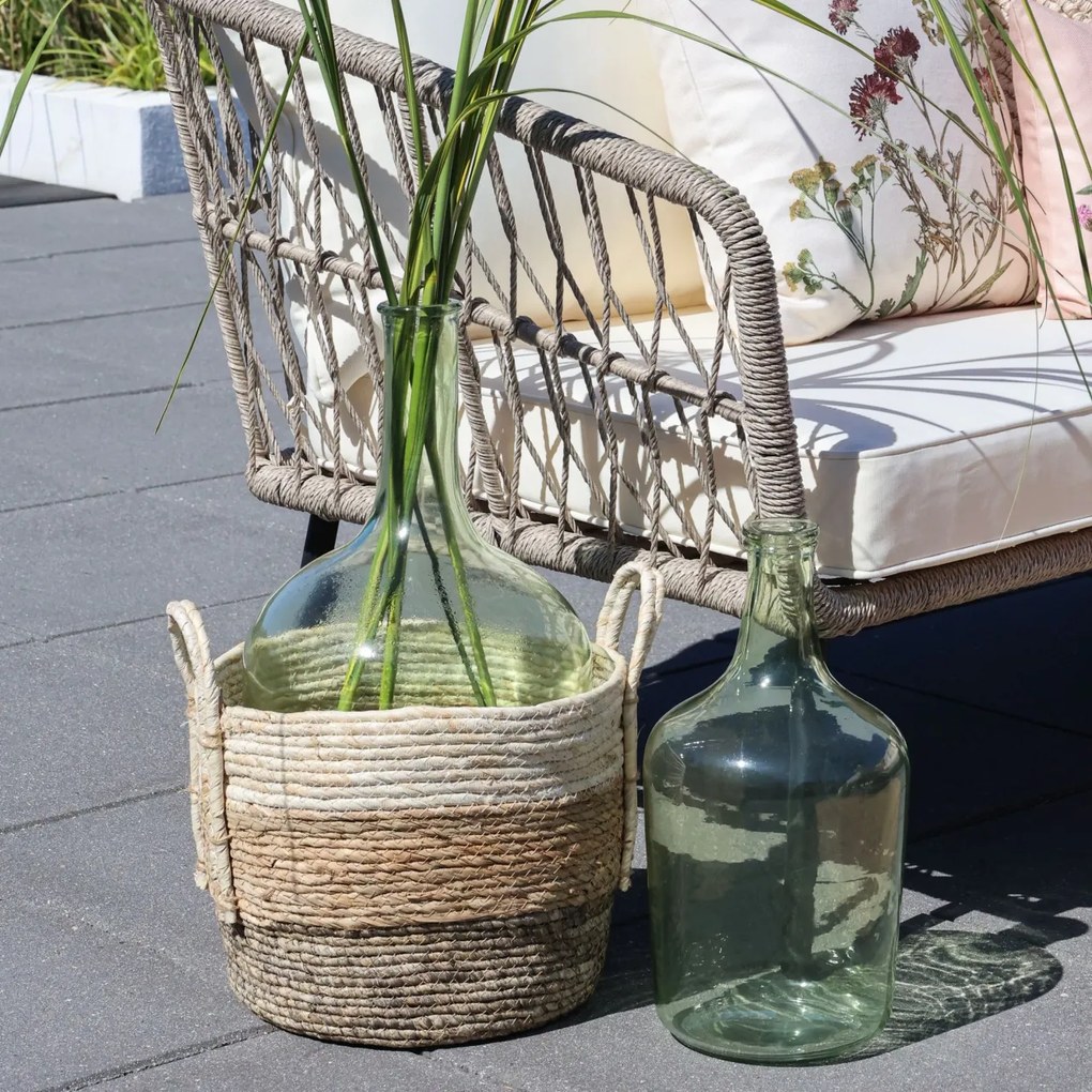 Damigeana decorativa, verde, din sticla, D19cm