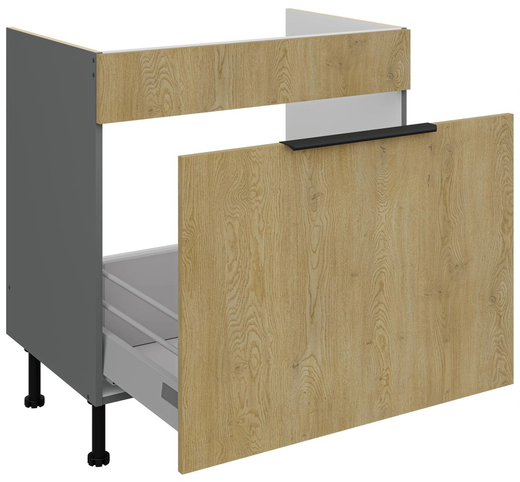 Dulap inferior de bucătărie pod drez Carminia 80 ZL 1S BB PREMIUM BOX (stejar cremona + antracit). 1127914