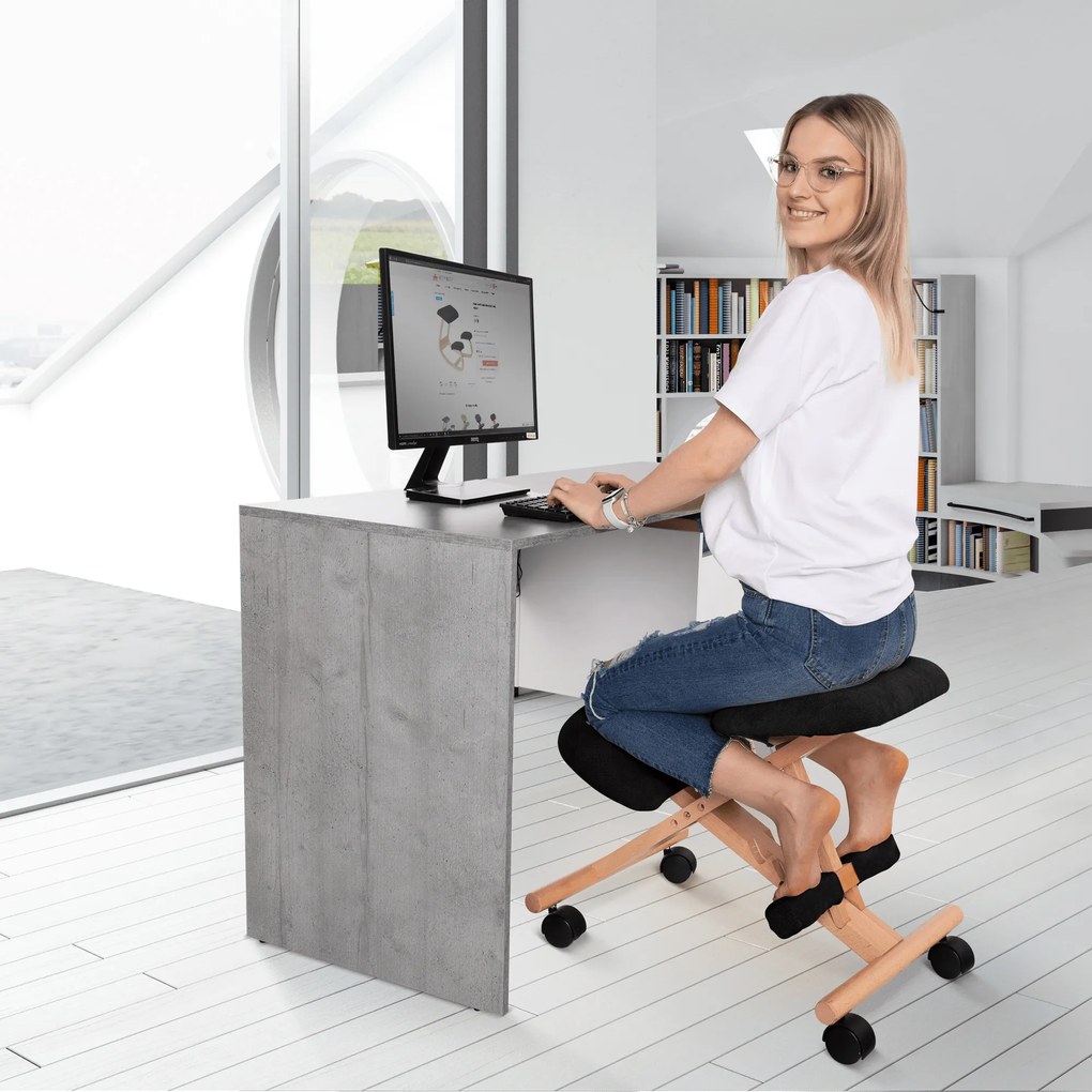Scaun genunchi ergonomic Gloire (negru + fag). 1028728