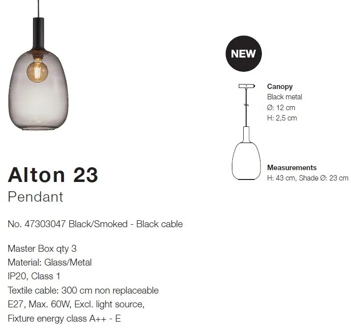 Lustra, Pendul design nordic Alton 23, fumuriu 47303047 NL