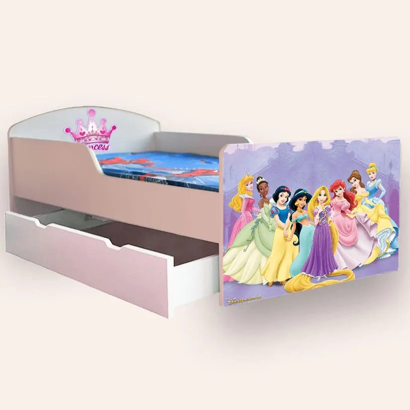 Patut pentru fetite Printese 2-8 Ani Cu Sertar si Cu Saltea SafeNest 140x70 Cmg43817570304257