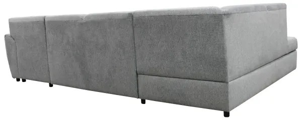 Canapea colțar extensibilă în U SERPA, cu spațiu de depozitare, stânga, gri