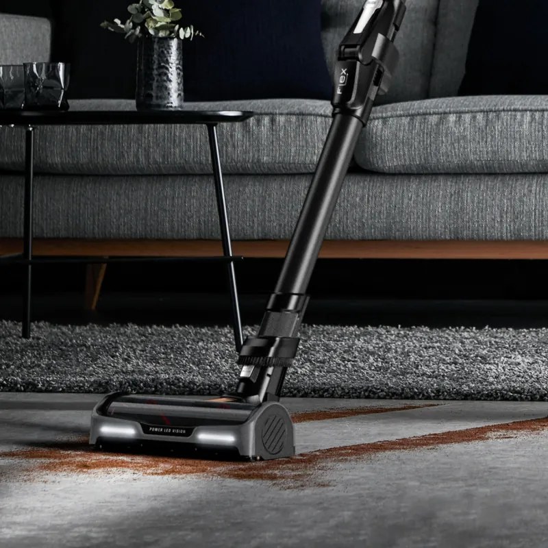 Rowenta X-Force Flex 15.60 RH99F1, 520W, 230AW, 0.9 litri, 32.4V, Autonomie 80 min, Auto power, LED, Display, Flex, Negru/Bronz