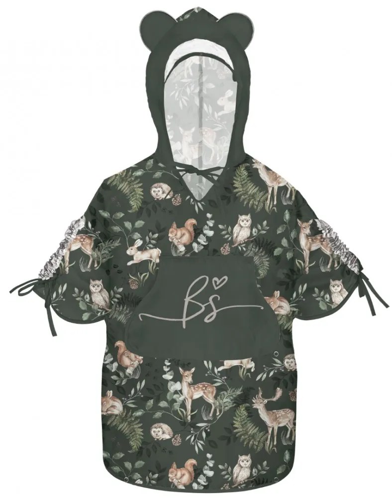 Pelerina de Ploaie pentru Copii, Poncho pentru ploaie 1,5-8 ani ,   Animals Garden Dark