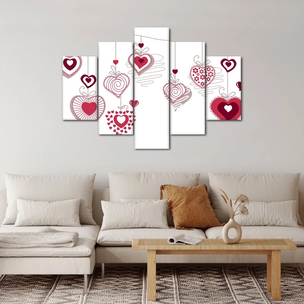 Tablou cu inimiore pictate (150x105 cm)
