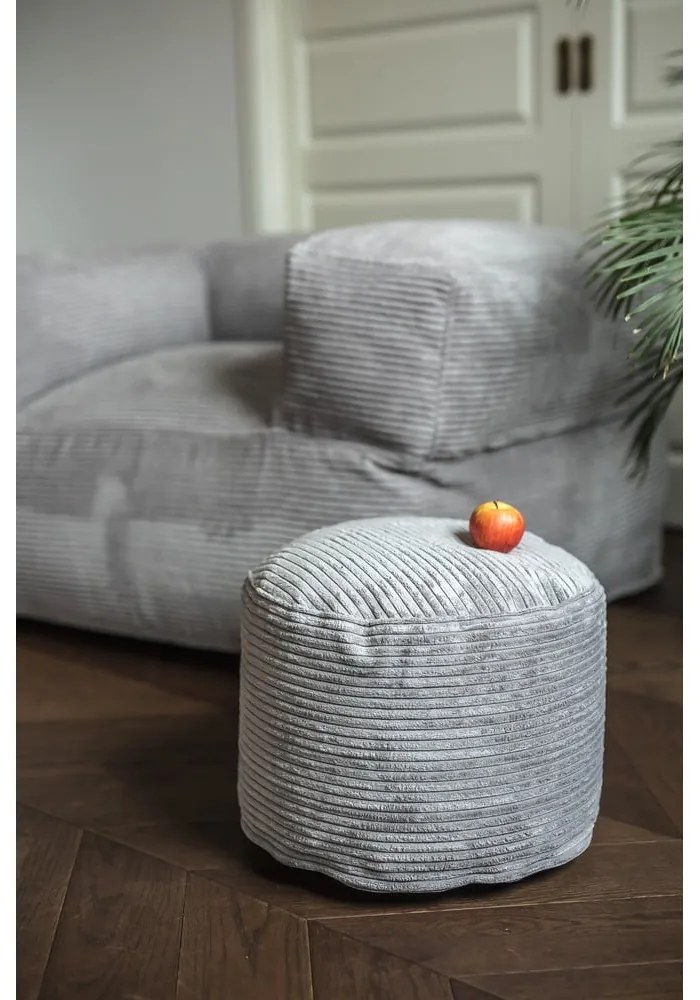 Fotoliu bean bag gri deschis cu tapițerie din catifea reiată Mini – SLOWDOWN