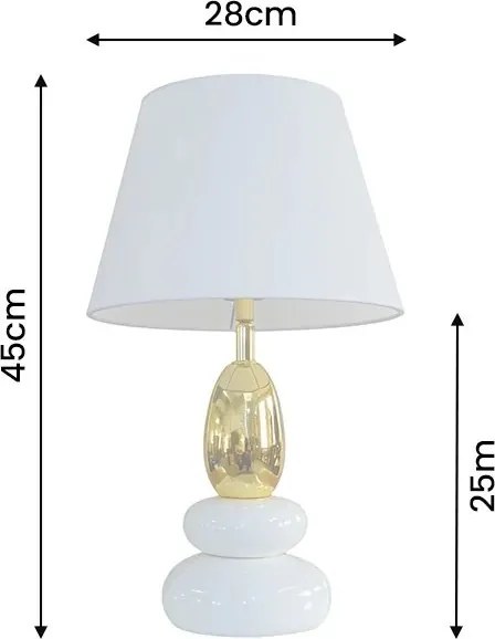 Lampa de masa decorativa STONES OF ZEN 45cm auriu alb