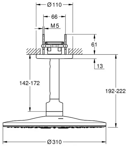 Palarie si brat de dus Grohe Rainshower SmartActive 310 cu 2 functii auriu lucios Cool Sunrise
