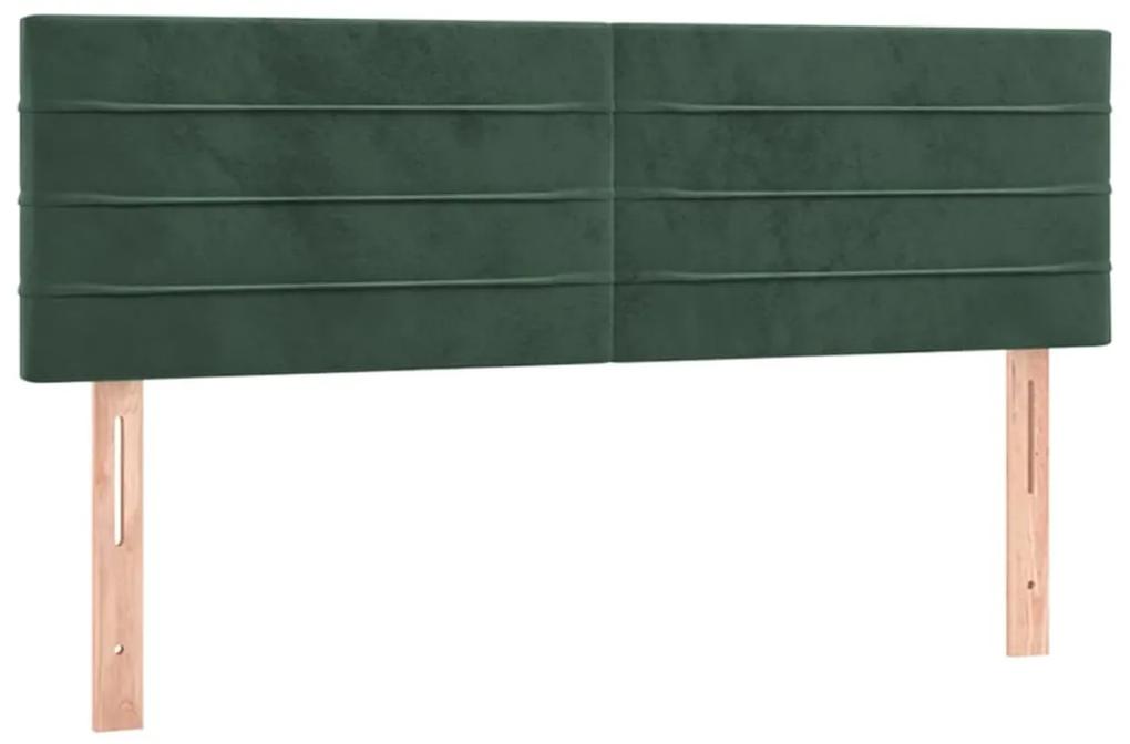 346155 vidaXL Tăblii de pat, 2 buc., verde închis, 72x5x78/88 cm, catifea