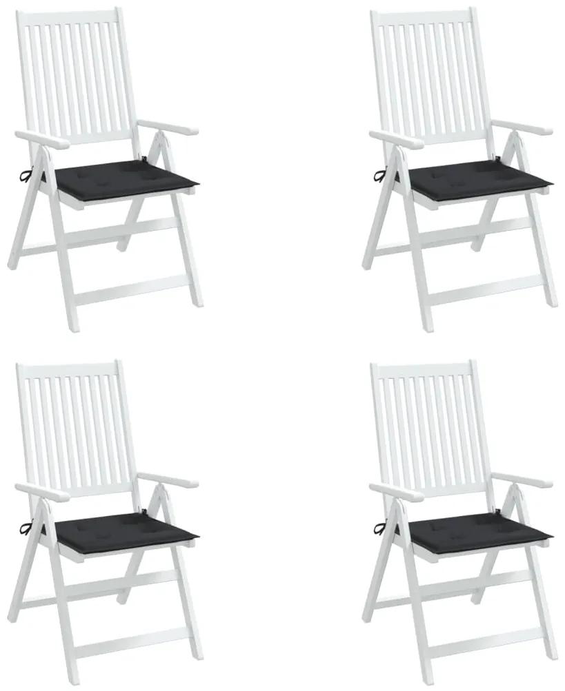 Perne scaun de gradina, 4 buc., negru, 50x50x3 cm, textil 4, Negru, 50 x 50 x 3 cm
