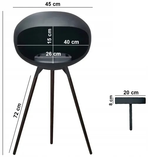 Șemineu pe bioetanol TOKIO 45 x 100 cm, 2 kW, negru