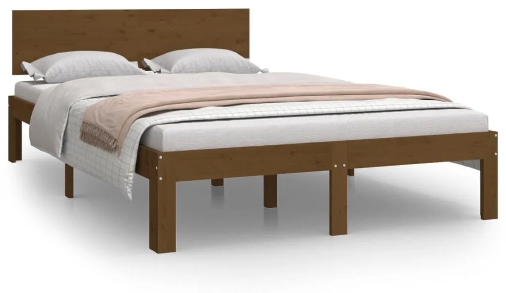 810493 vidaXL Cadru de pat, maro miere, 120x200 cm, lemn masiv