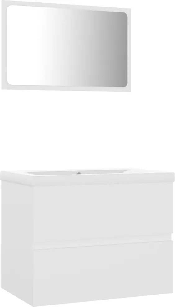 vidaXL Set mobilier de baie, alb, lemn prelucrat