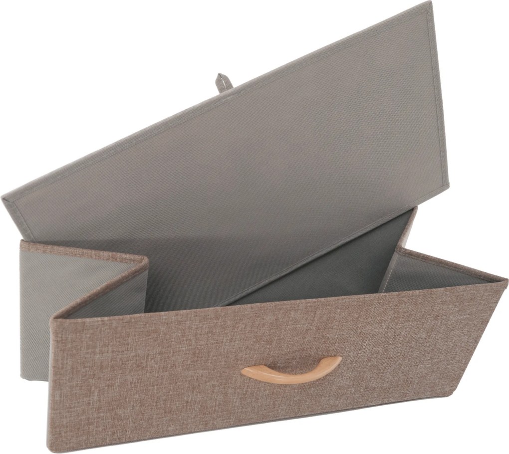 Comodă cu sertare din material textil, negru/bej/maro deschis/maro închis, HAZEL TYP 2