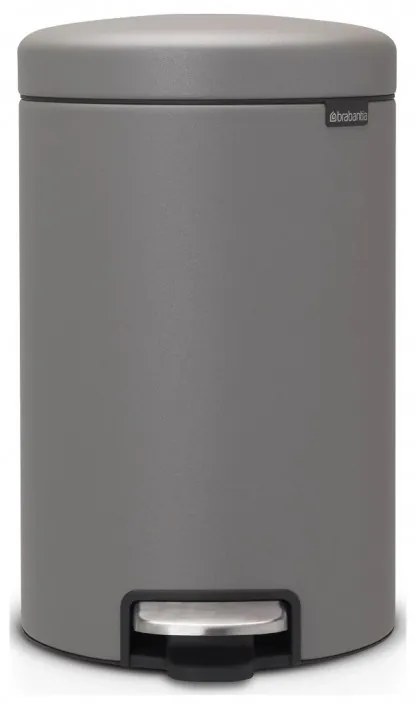 Cos de gunoi cu pedala Brabantia NewIcon 1001090, 12 L, Inchidere lina, Baza antiderapanta, Finisaj mineral, Gri