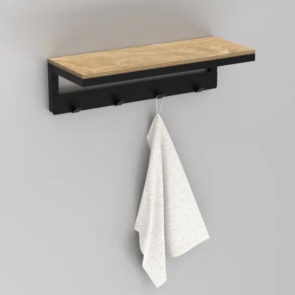 Suport de prosoape de perete cu raft 10x40 cm negru