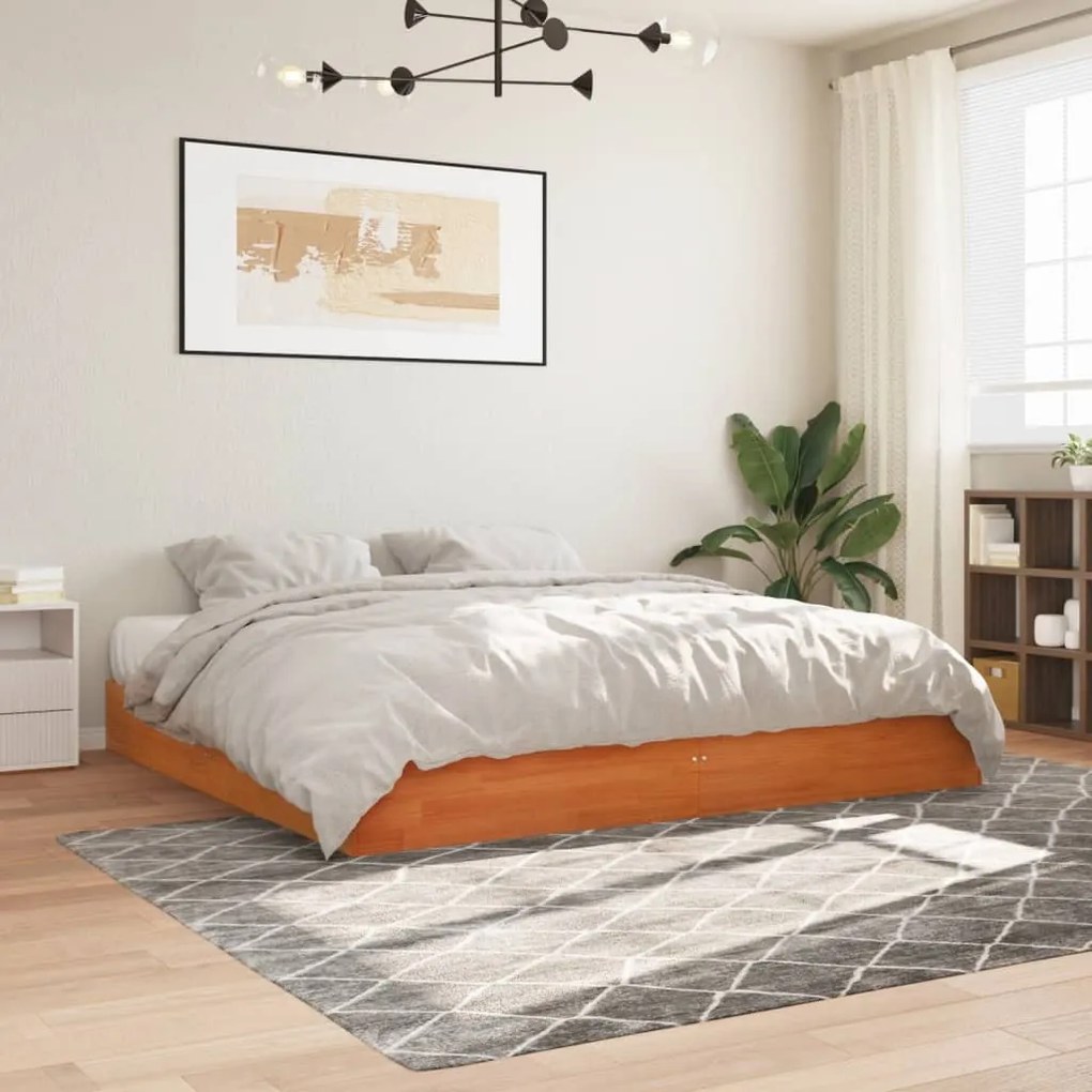 vidaXL Cadru de pat fără saltea, maro ceruit 180x200 cm lemn masiv pin