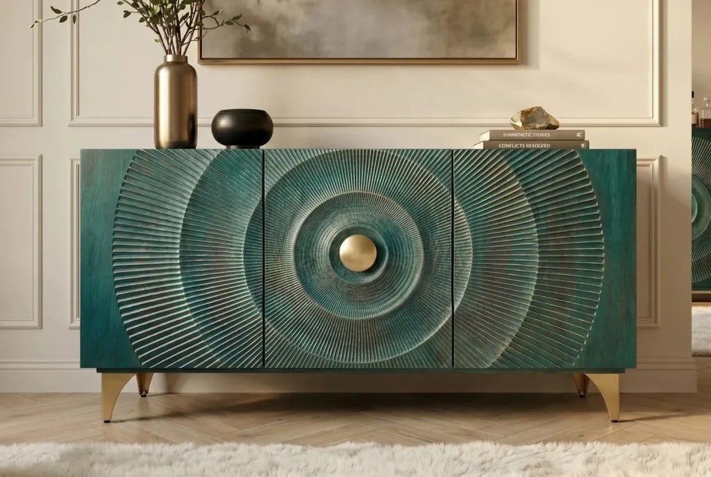 Comoda design vintage Golden Sunset 140cm turcoaz