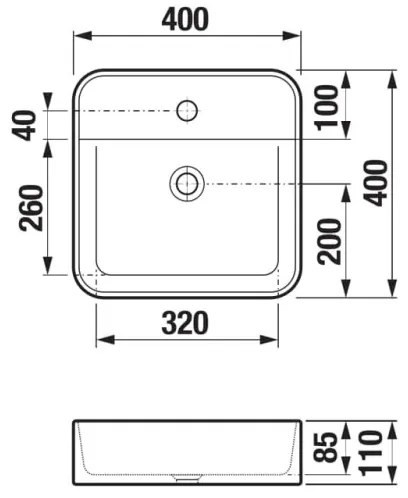JIKA H8183610001111 - Lavoar pe blat ASTRA 40x40 cm ceramică/alb
