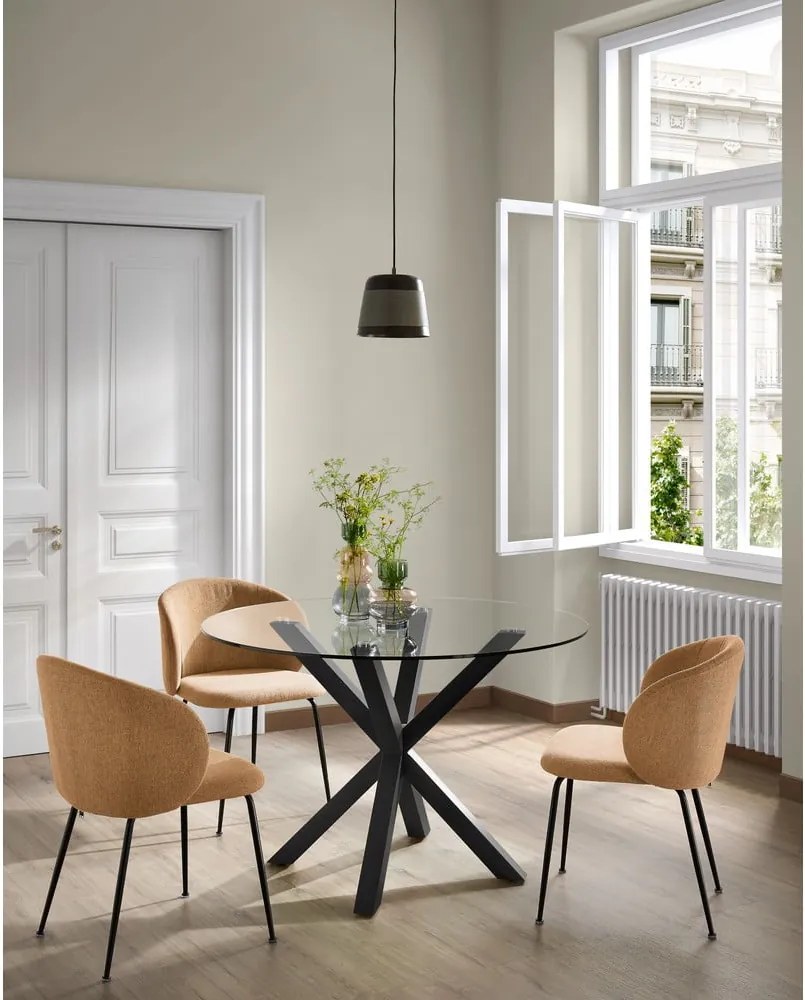 Masă rotundă dining cu blat din sticlă Kave Home, ø 119 cm