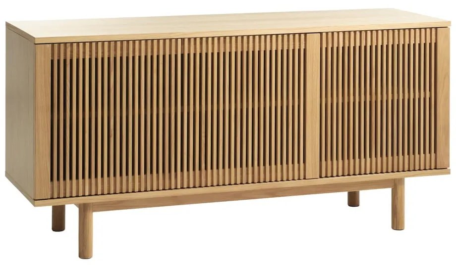 Comodă în culoare naturală joasă cu aspect de lemn de stejar 143x70 cm Tiber – Unique Furniture