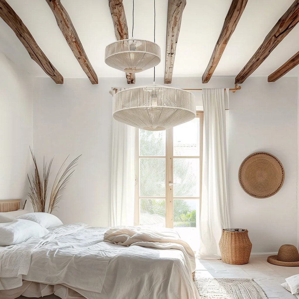 Lampă suspendată Japandi maro cu frânghie 46cm - Svea