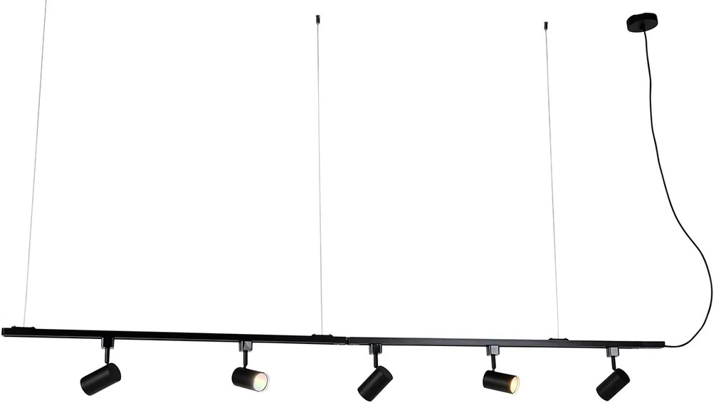 Sistem inteligent de șine suspendate negru monofazat incl. 5 Wifi GU10 - Iconic Jeana